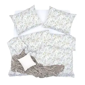 SCANquilt povlečení SATÉN PLUS traviny bílozelená 140 x 200/70 x 90 cm