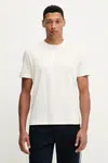 Bavlněné tričko EA7 Emporio Armani pánské, béžová barva, s aplikací, AF10375-7M000898