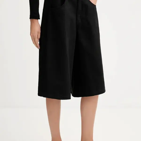 Džínové šortky adidas Originals Fb Utility Jort dámské, černá barva, s aplikací, high waist, JX7592