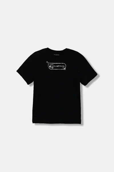 Dětské bavlněné tričko Guess černá barva, s potiskem, L5YI08 K8HM4
