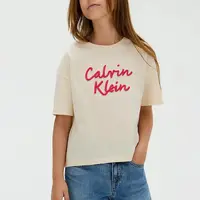 Dětské bavlněné tričko Calvin Klein Jeans béžová barva, IG0IG02973
