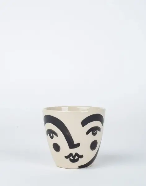 In August Company Painted Face Cup - Black w/cheeks