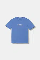 Dětské bavlněné tričko adidas modrá barva, s potiskem, JV7542