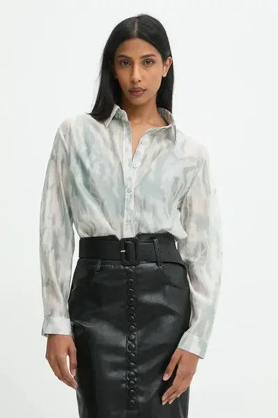 Košile Answear.LAB dámská, zelená barva, regular, s klasickým límcem