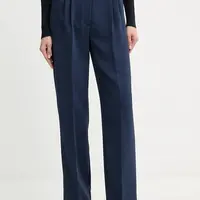 Kalhoty Guess THEOLINE dámské, tmavomodrá barva, široké, high waist, W5YB08 WGHC2