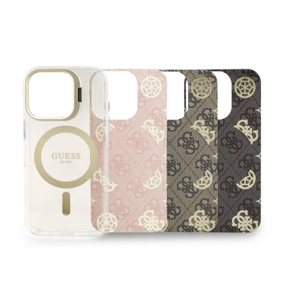 Zadní kryt Guess PC/TPU Electroplated Stand Camera Frame MagSafe s vyměnitelným pozadím pro Apple iPhone 16 Pro