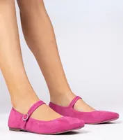 marka niezdefiniowana Pink faux-suede ballet flats with rhinestones Marcelina