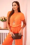 Kesi Włoski Viskózový komplet plisovaná blúzka + nohavice oranžový