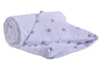 Medi Partners Blanket 75x100 cotton + minky – Gray stars on white + white minky