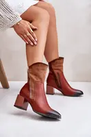 Insulated women's ankle boots on heel brown relabina