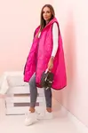 Kesi Włoski Dámska prešívaná vesta Plus Size s kapucňou na zips ružová
