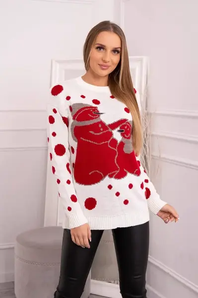 Christmas sweater with snowmen ecru