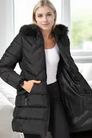 Z6759 DEWBERRY WOMEN'S COAT-PLAIN BLACK