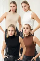 45246 Dewberry 4-Piece Sleeveless Body Set-BLACK-WHITE-CREAM-BROWN