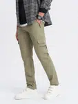 Ombre Men's STRAIGHT LEG cargo pants with zippered pockets - olive