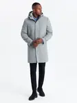 Ombre Monochrome long men's hooded coat - grey melange