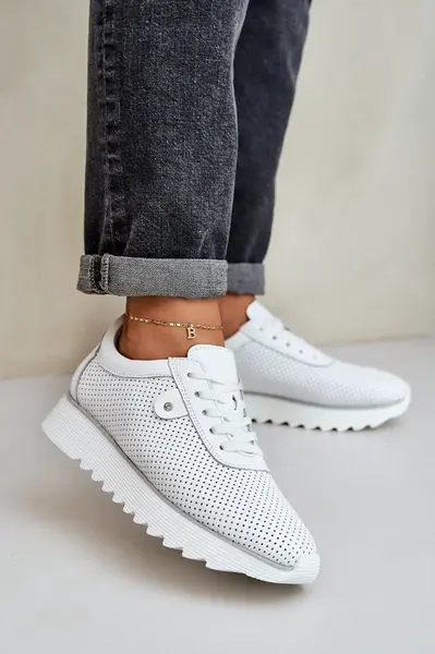 S. BARSKI Kožené Športové Topánky Na Platforme S Leskom D&A