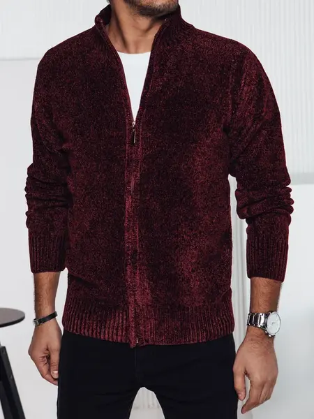 Pánsky bordový sveter na zips