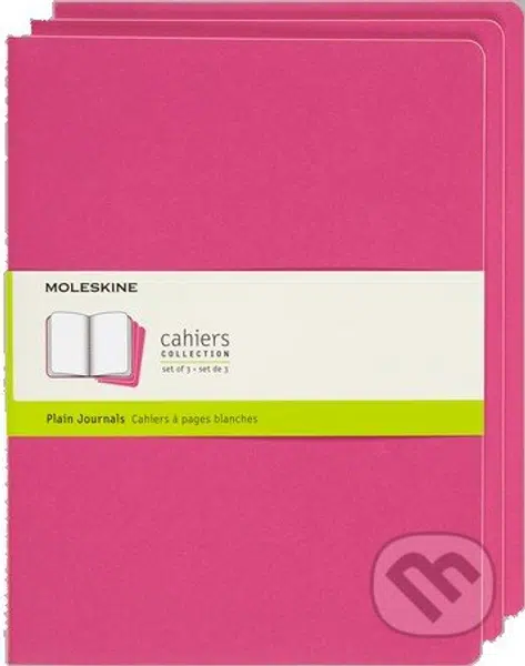 Moleskine – sada 3 veľkých čistých zápisníkov Cahiers – ružová
