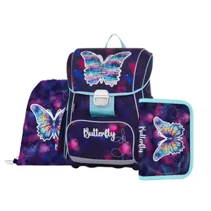 Oxybag PREMIUM - školní set Motýl 3 ks: aktovka, penál, sáček