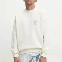 Mikina Abercrombie & Fitch pánská, béžová barva, s potiskem, KI122-5215