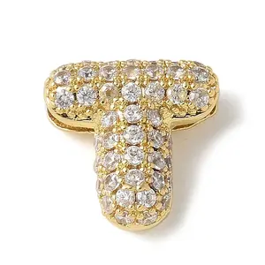 Brass Micro Pave Cubic Zirconia Beads