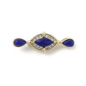 Brass Micro Pave Cubic Zirconia & Optimized Lapis Box Clasps