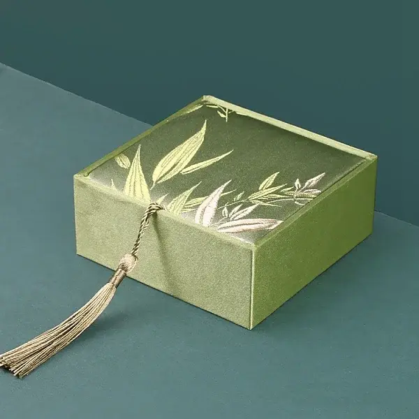 Chinese Style Bamboo Leaf Brocade & Satin Box