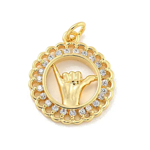 Brass Micro Pave Clear Cubic Zirconia Pendants