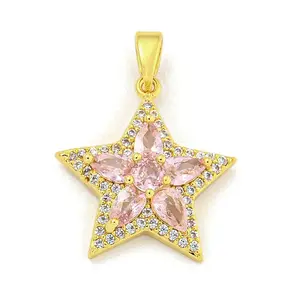 Star Rack Plating Brass Cubic Zirconia Pendants