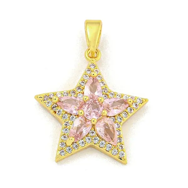 Star Rack Plating Brass Cubic Zirconia Pendants