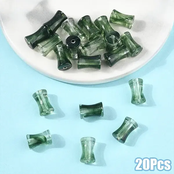 20Pcs Transparent Acrylic Beads Ink Wind Gradient Effect
