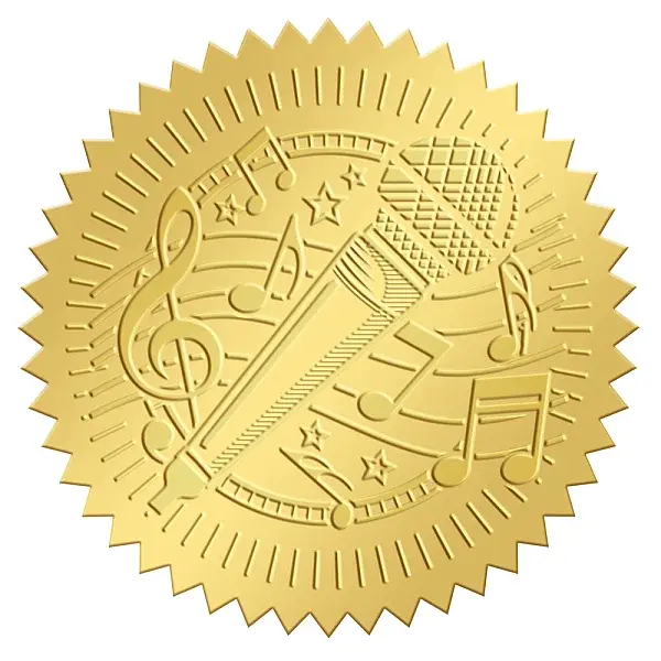 Plastic Self Adhesive Gold Foil Embossed Stickers