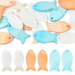 20Pcs Dyed Natural Shell Fish Pendants