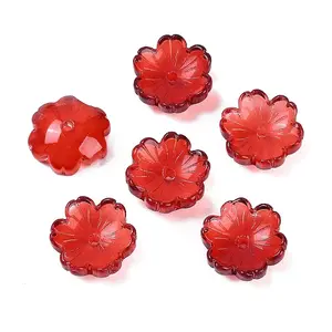 Transparent Spray Paint Glass Bead Caps