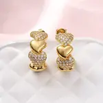 Brass Micro Pave Clear Cubic Zirconia Stud Earrings
