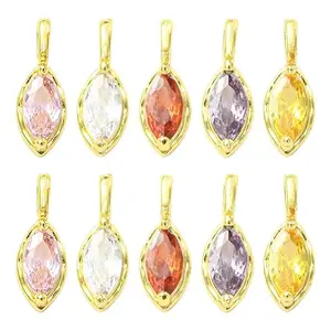 10Pcs 5 Colors Horse Eye Brass Micro Pave Cubic Zirconia Charms