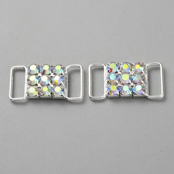 Brass Crystal Rhinestone Bikini Connectors/Buckle with Buttons. for Swimming Wear Bikini Decoration