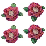 4Pcs Flower Paillette Cloth Sew on Appliques
