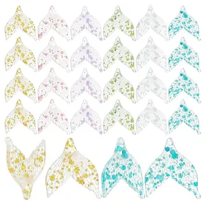 60Pcs 6 Colors Transparent Resin Pendants