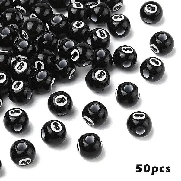 50Pcs Spray Painted Acrylic Beads