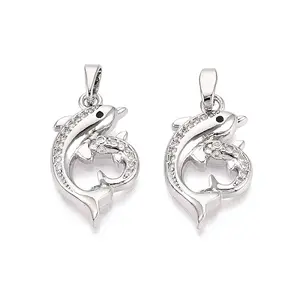 Brass Micro Pave Clear Cubic Zirconia Pendants
