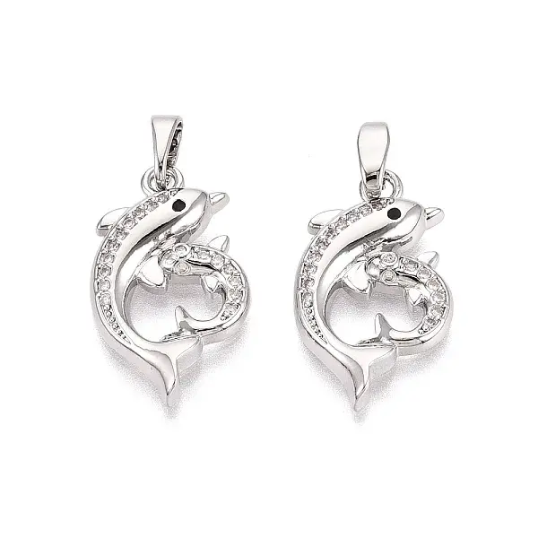 Brass Micro Pave Clear Cubic Zirconia Pendants