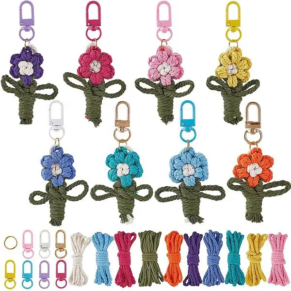 DIY Flower Cotton String Threads Knitting Pendant Decoration Making Kits