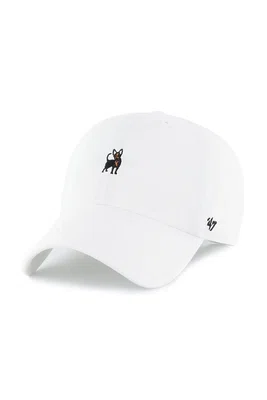 Bavlněná baseballová čepice 47 brand Dog Base Runner Icon bílá barva, hladká, XX-BSRIC1411GWS-WHE