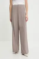 Kalhoty Answear.LAB dámské, hnědá barva, široké, high waist