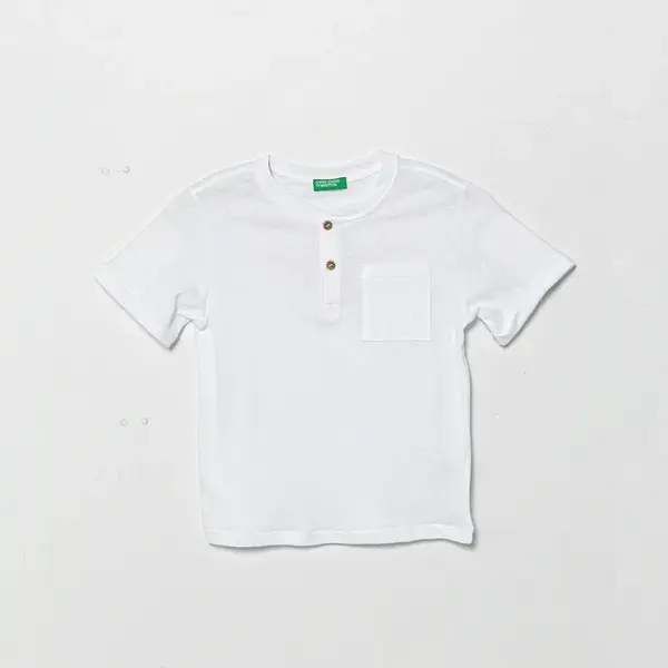 Dětské tričko s příměsí lnu United Colors of Benetton bílá barva, 3F4JG10IF