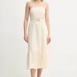Bavlněné šaty Twinset béžová barva, midi, 251TT2361
