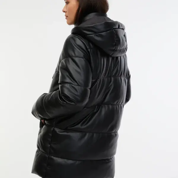 Orsay Černý dámský prošívaný koženkový kabát - Dámské