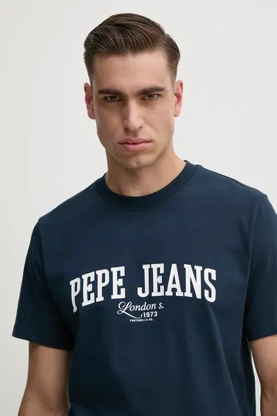 Tričko Pepe Jeans DERRIL TEE tmavomodrá barva, s potiskem, PM509766